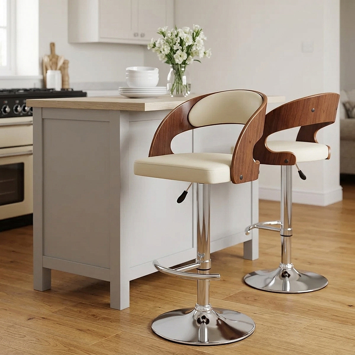 Eve Wooden Bar Stool Cream