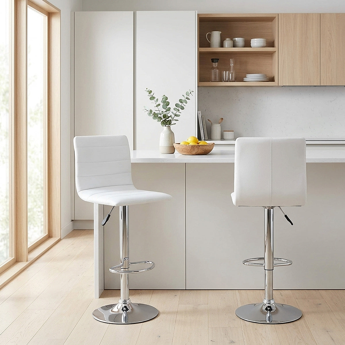 Fabio Real Leather Stool White
