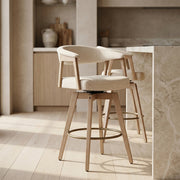 Falco Stool Oak & Beige Fabric