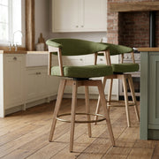 Falco Stool Oak & Green Fabric