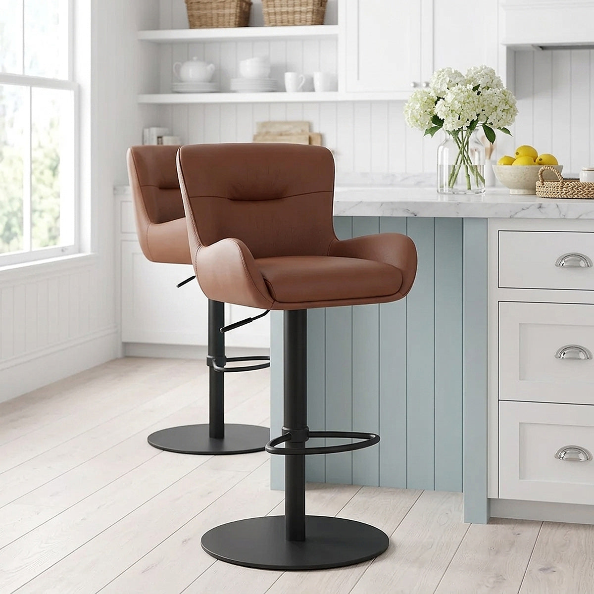 Faraday Bar Stool Brown Real Leather