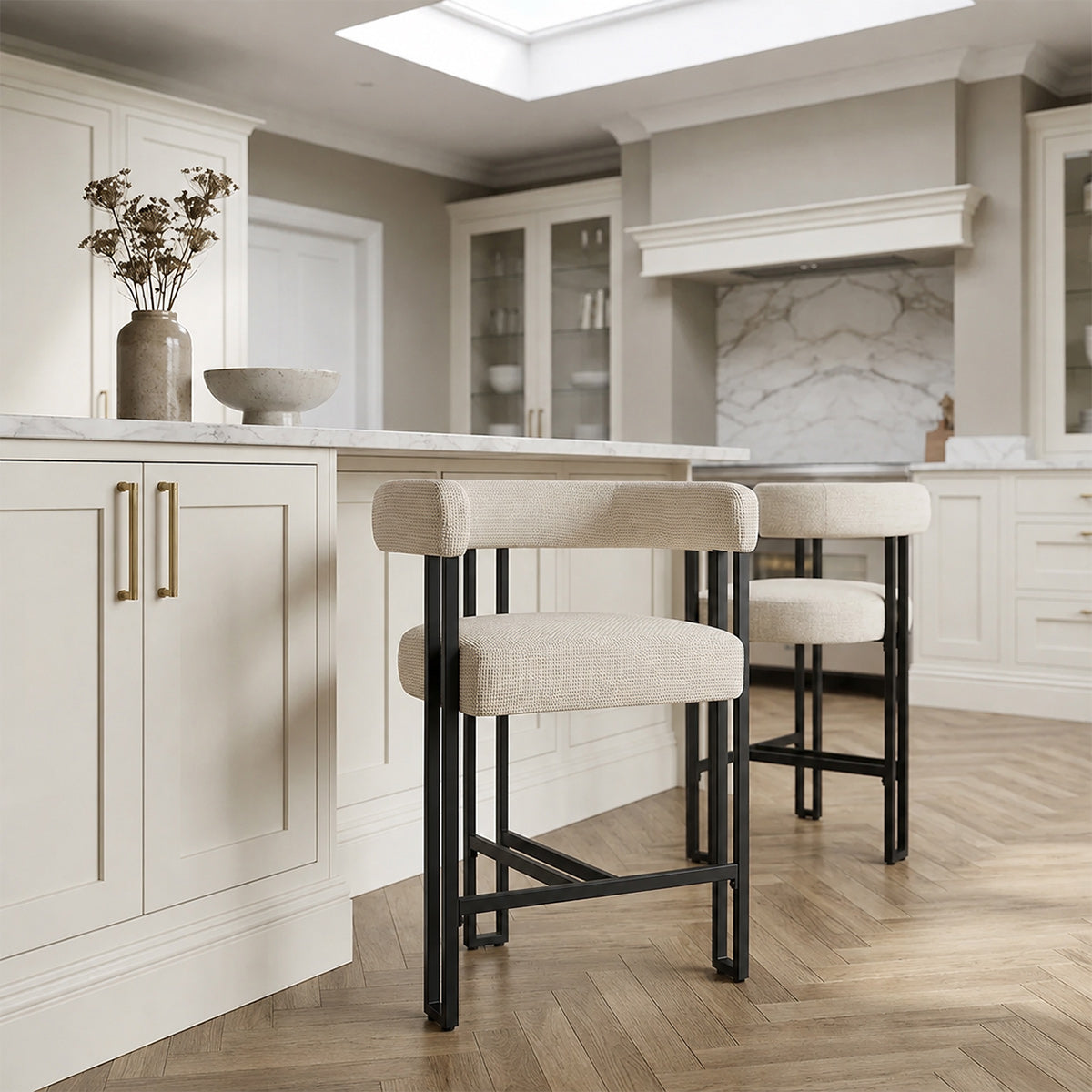 Gigi Bar Stool Cream Fabric