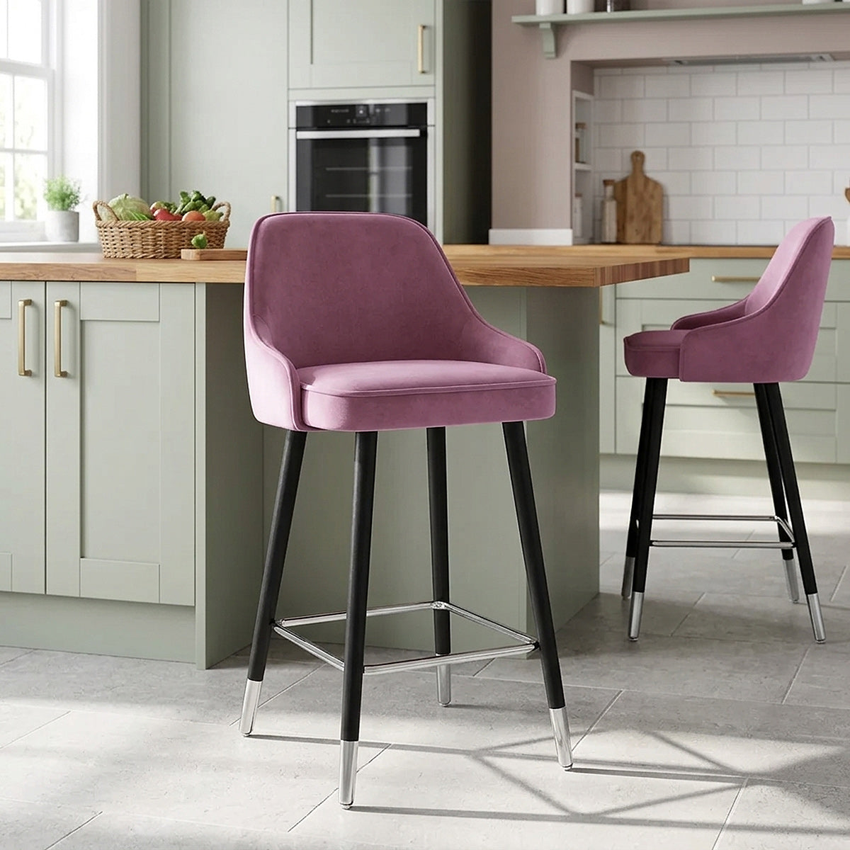 Glam Bar Stool Purple Velvet