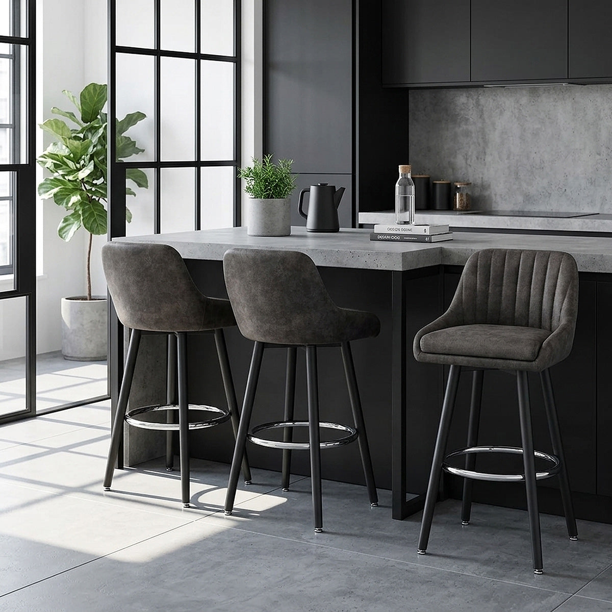 Hamilton Bar Stool Antique Charcoal