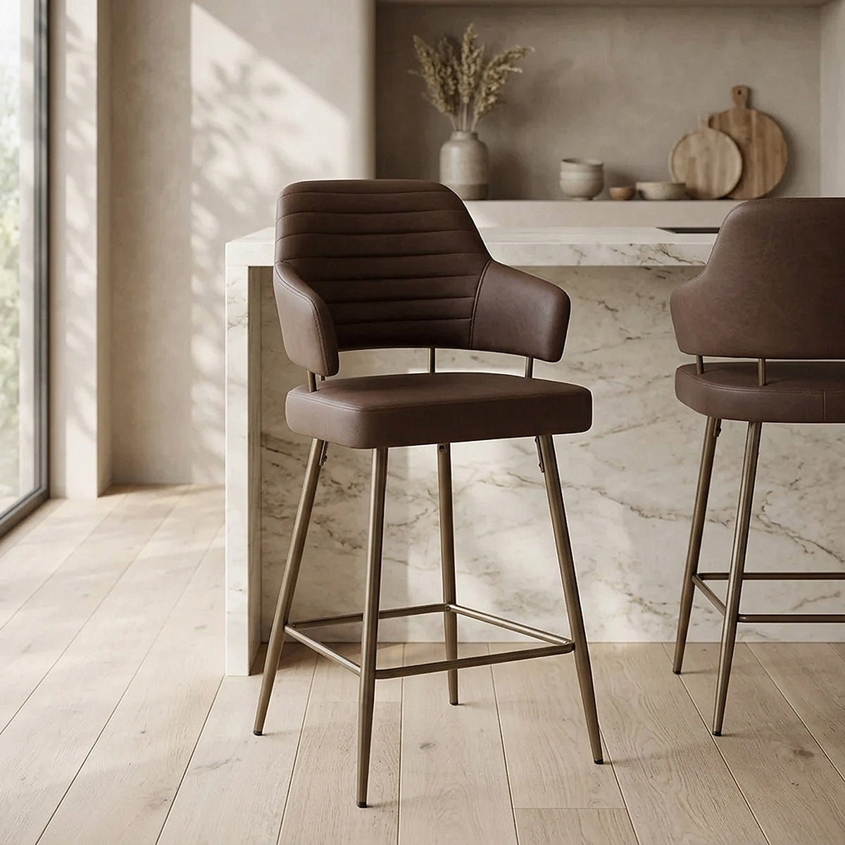 Hampton Bar Stool Bronze & Brown