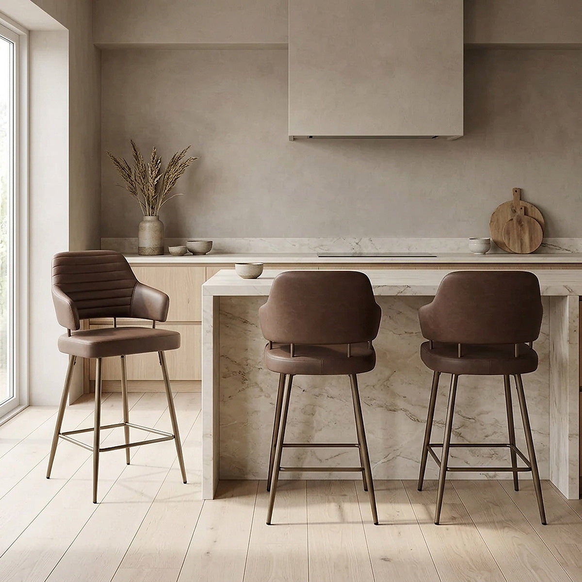 Hampton Bar Stool Bronze & Brown