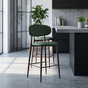 Harrow Walnut Bar Stool Green Fabric