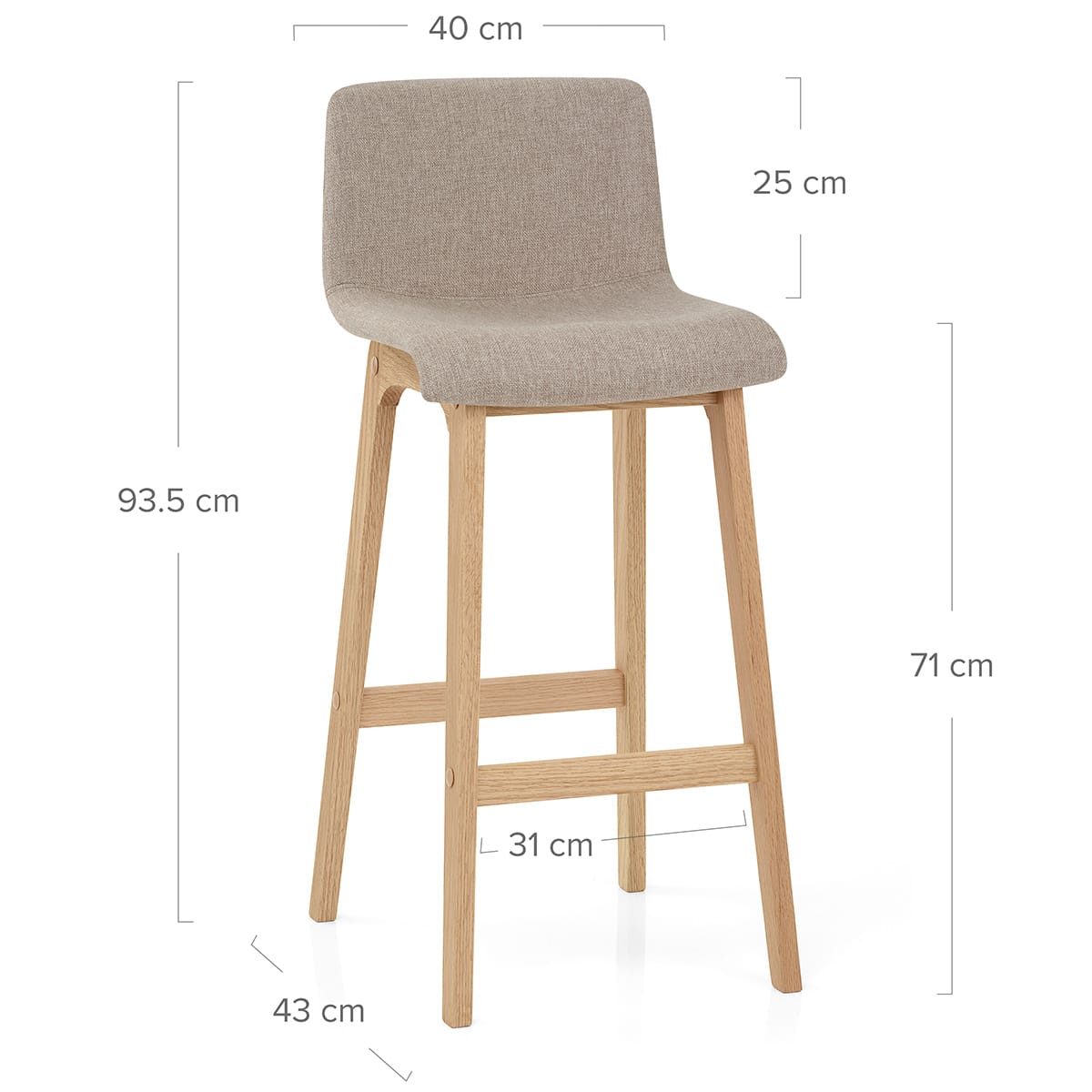 Haven Oak & Tweed Fabric Stool
