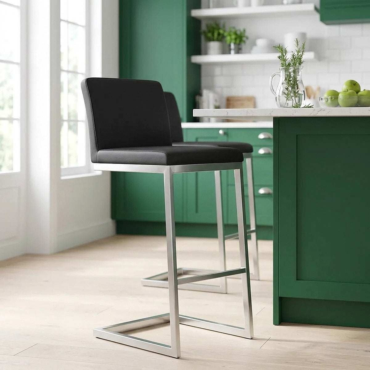High Ace Brushed Stool Black