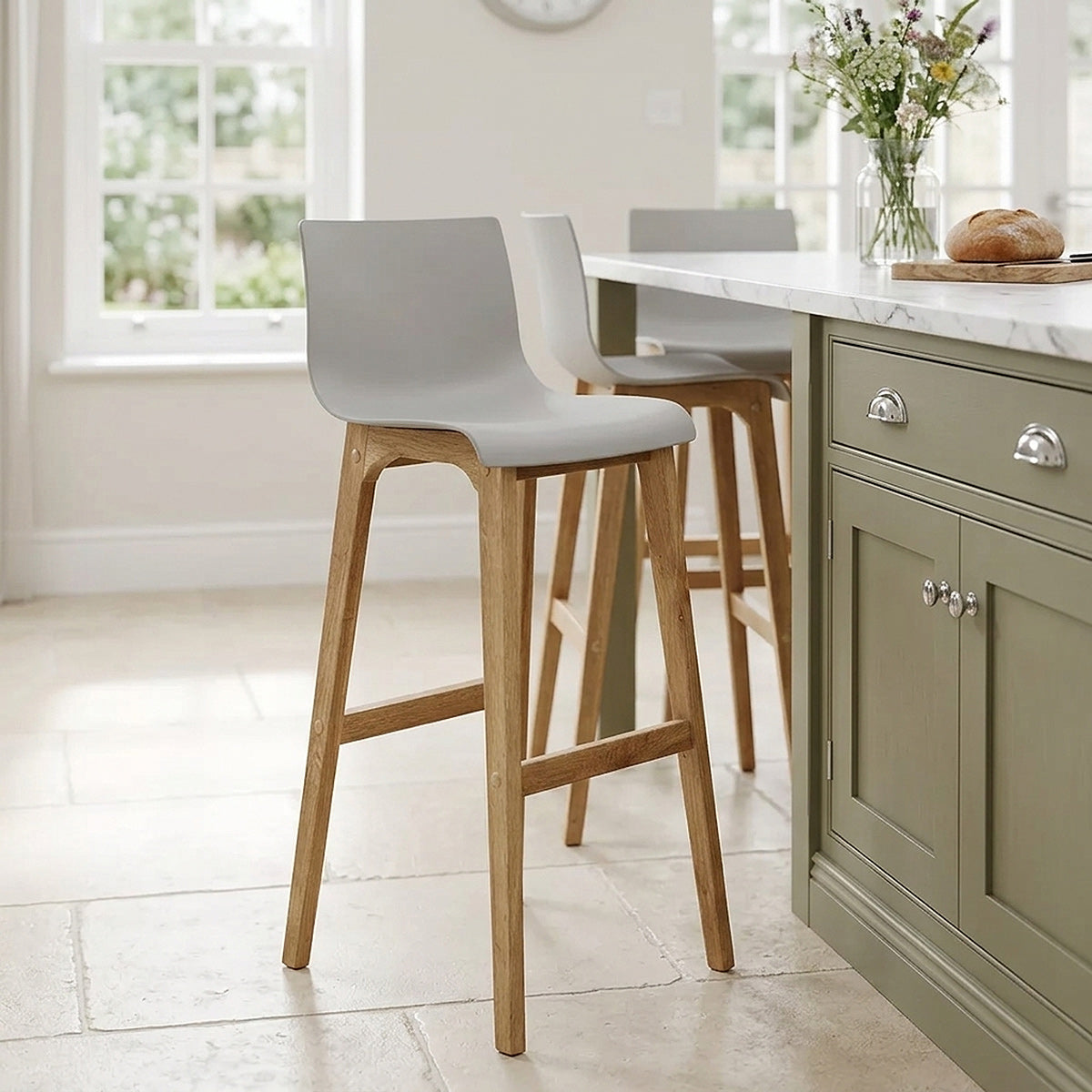 High Drift Oak & Grey Bar Stool
