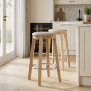 Ikon Kitchen Stool Oak & Cream