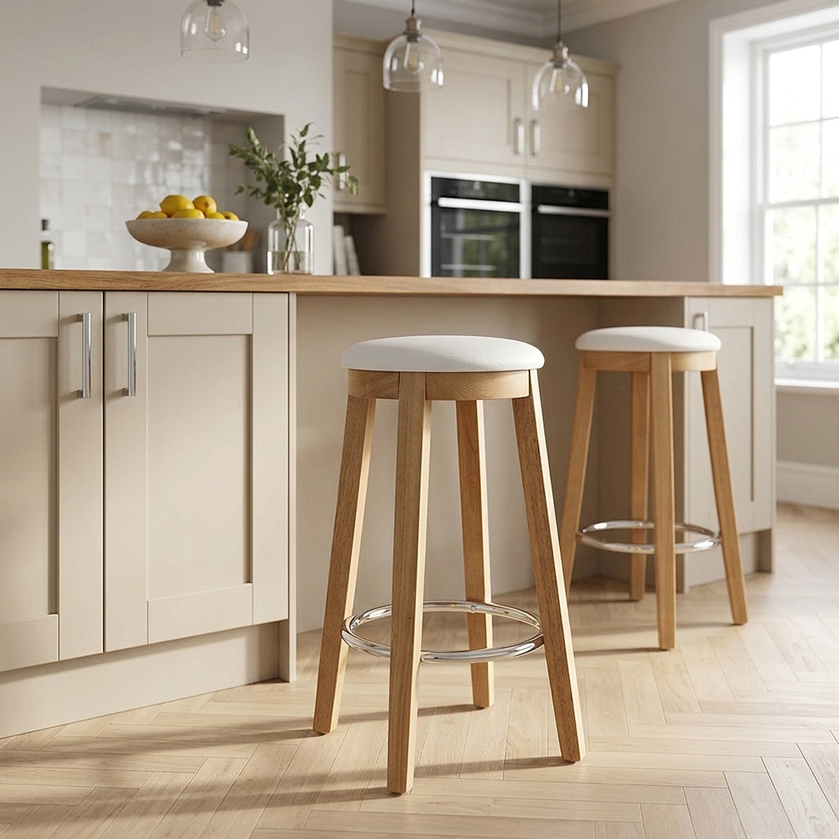 Ikon Kitchen Stool Oak & White