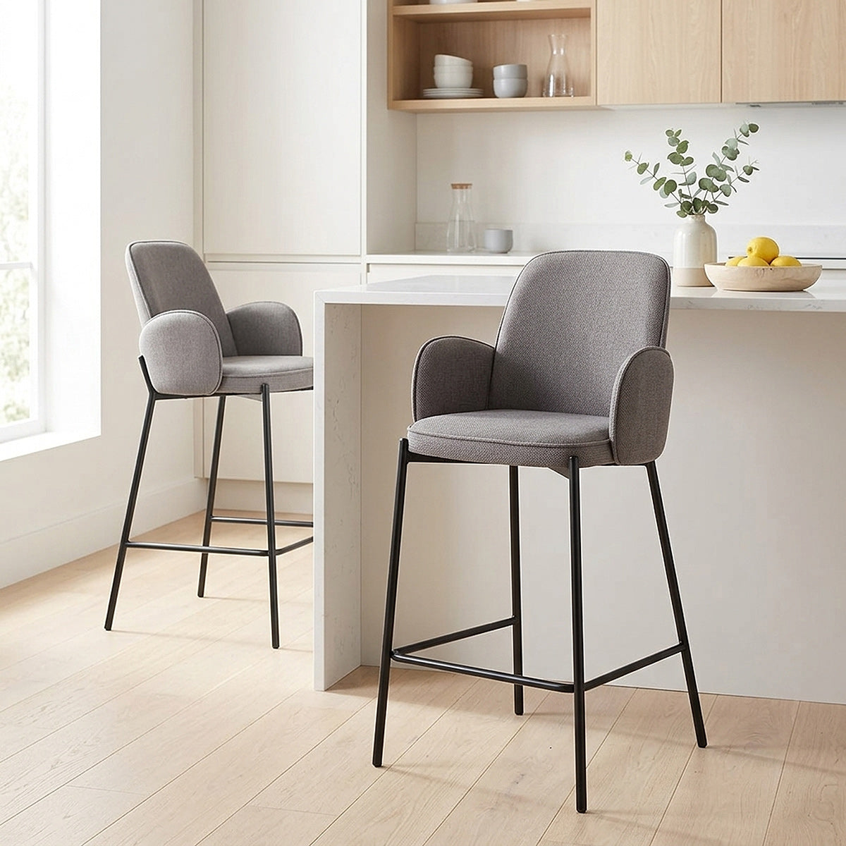 Jarvis Bar Stool Grey Fabric