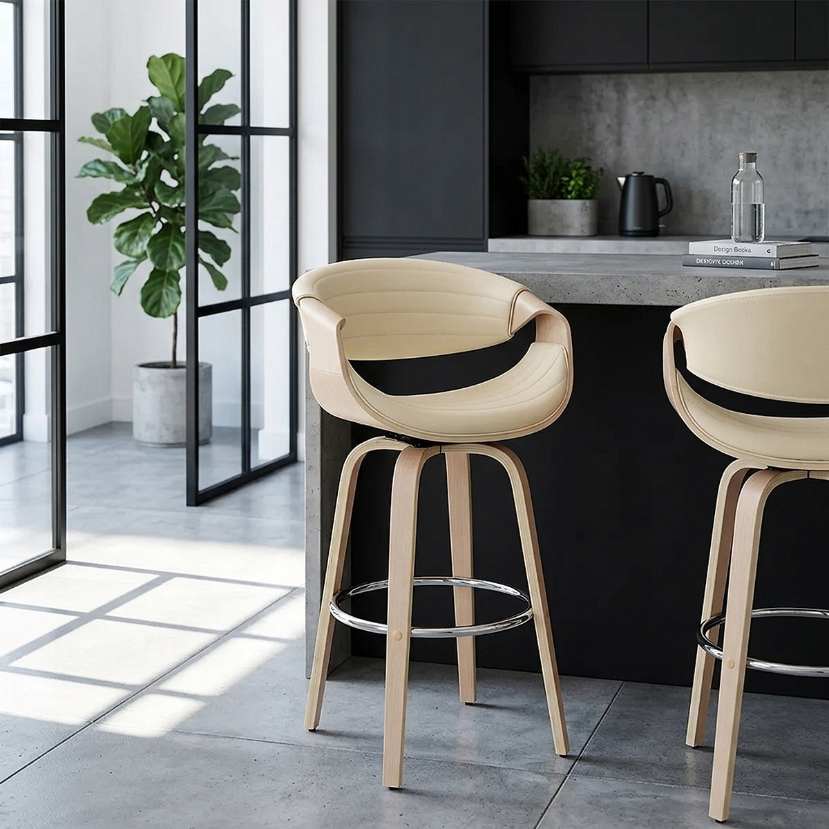Jefferson Wooden Bar Stool Cream