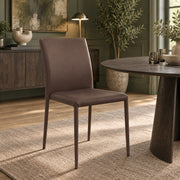 Joshua Stackable Faux Leather Dining Chair Brown