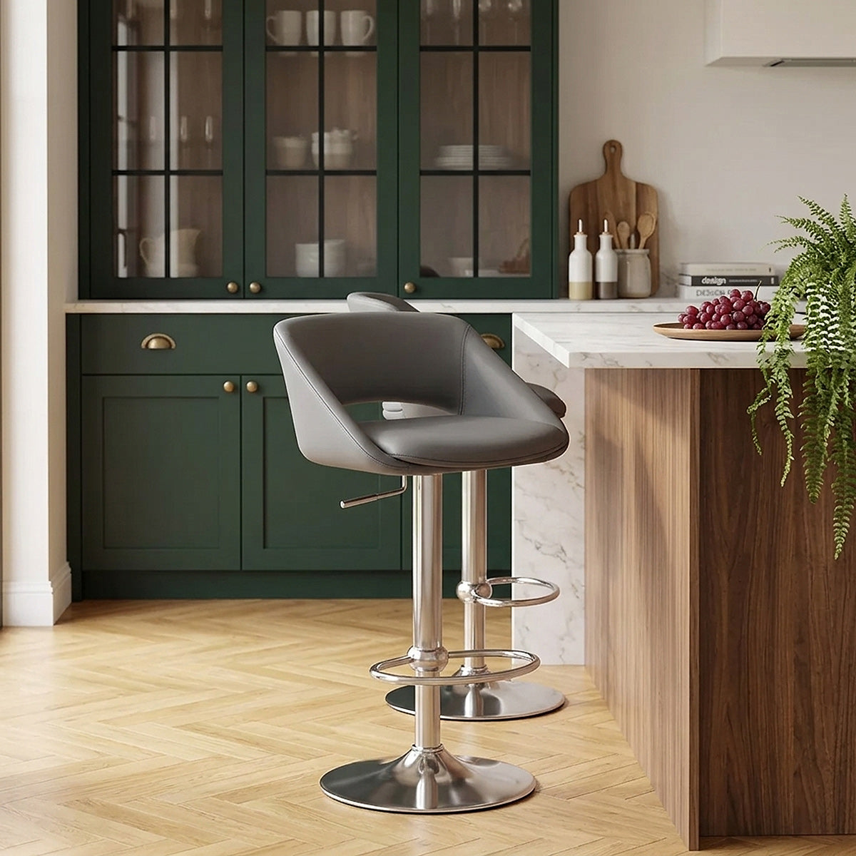 Kansas Brushed Steel Stool Dark Grey