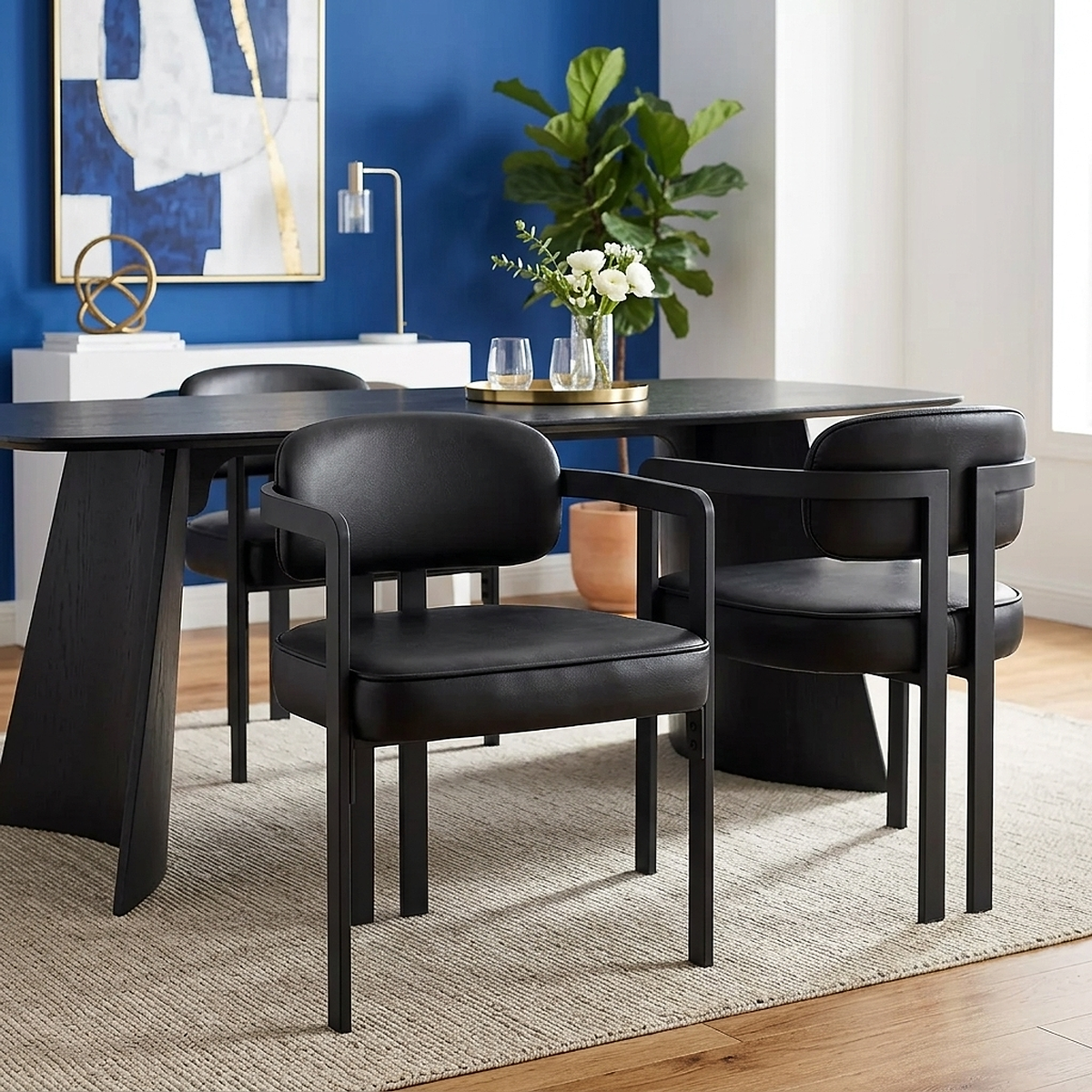 Kara Real Leather Dining Chair Black