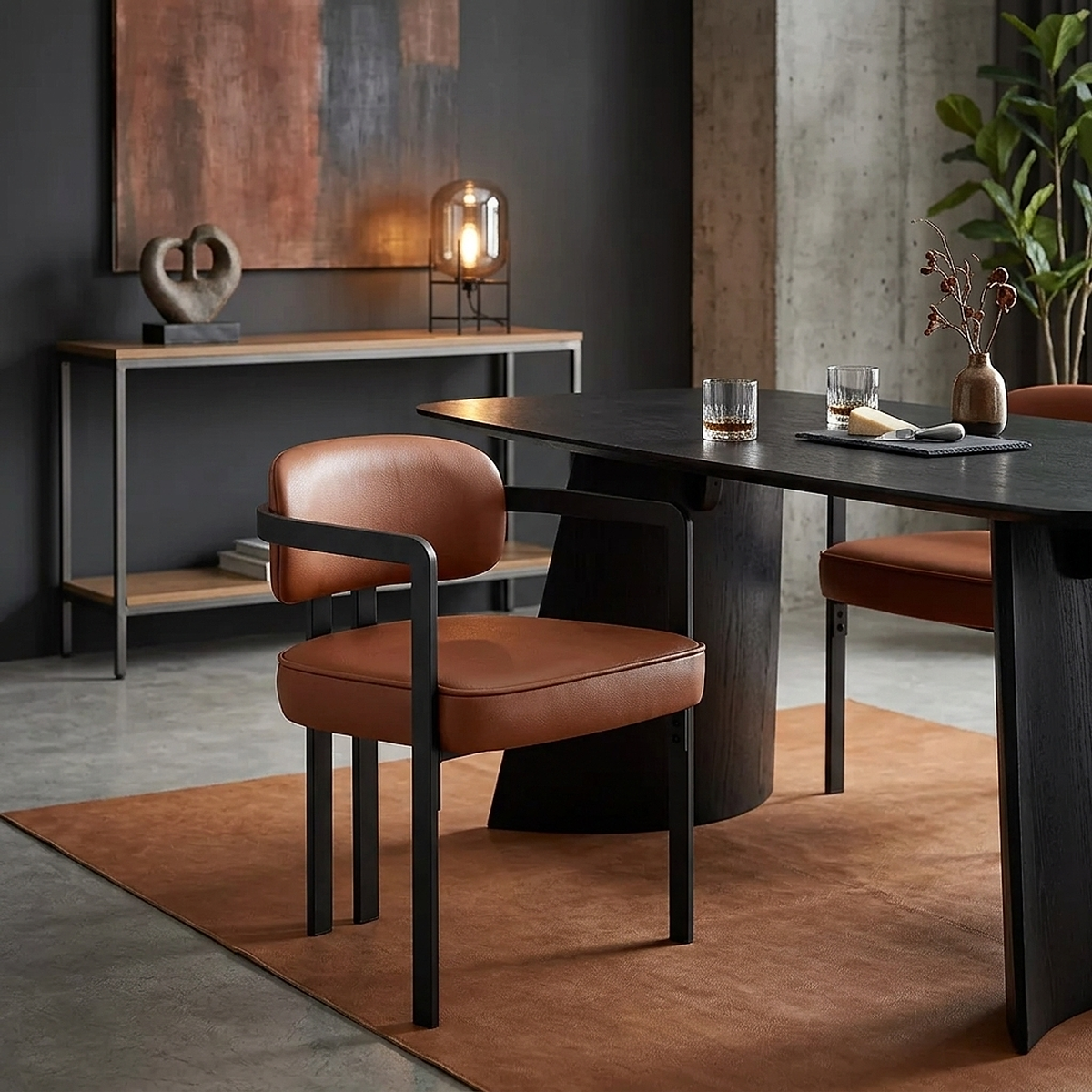Kara Real Leather Dining Chair Tan
