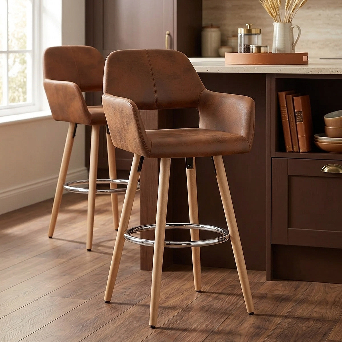Kite Wooden Stool Antique Brown