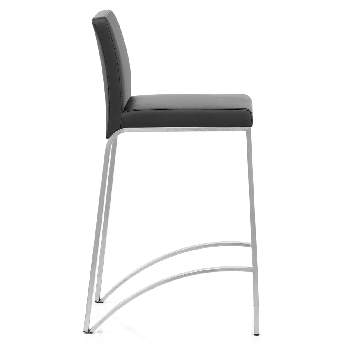 Leah Brushed Real Leather Stool Black