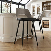 Leo Bar Stool Grey Wood & Black