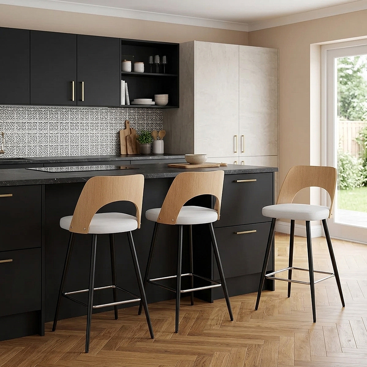Leo Bar Stool Oak & White
