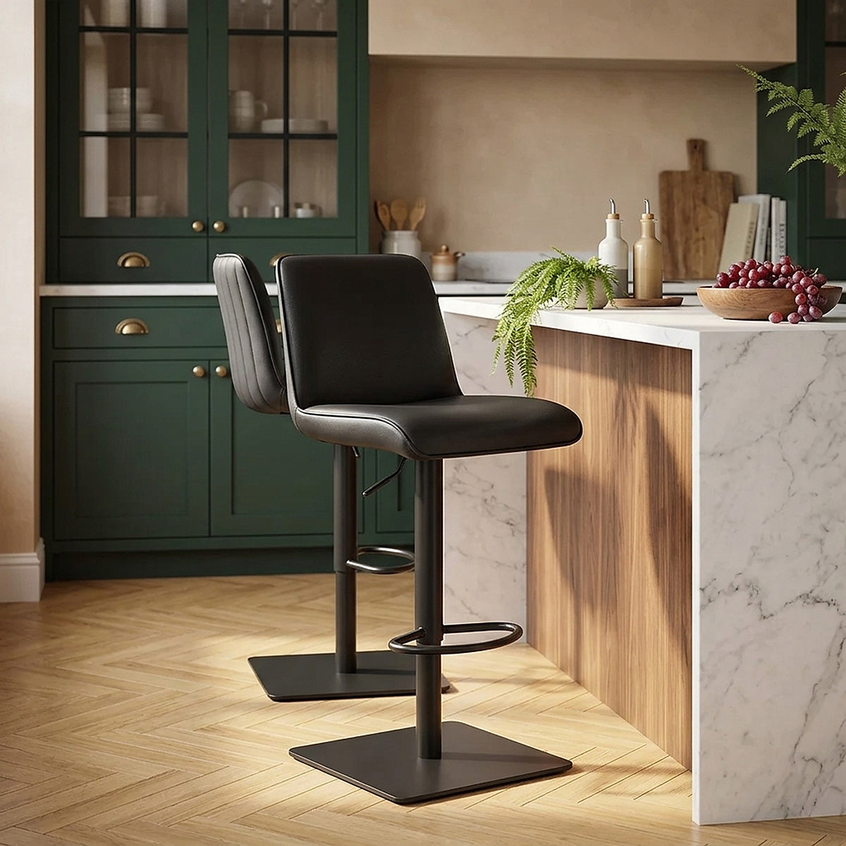 Lola Real Leather Bar Stool Black
