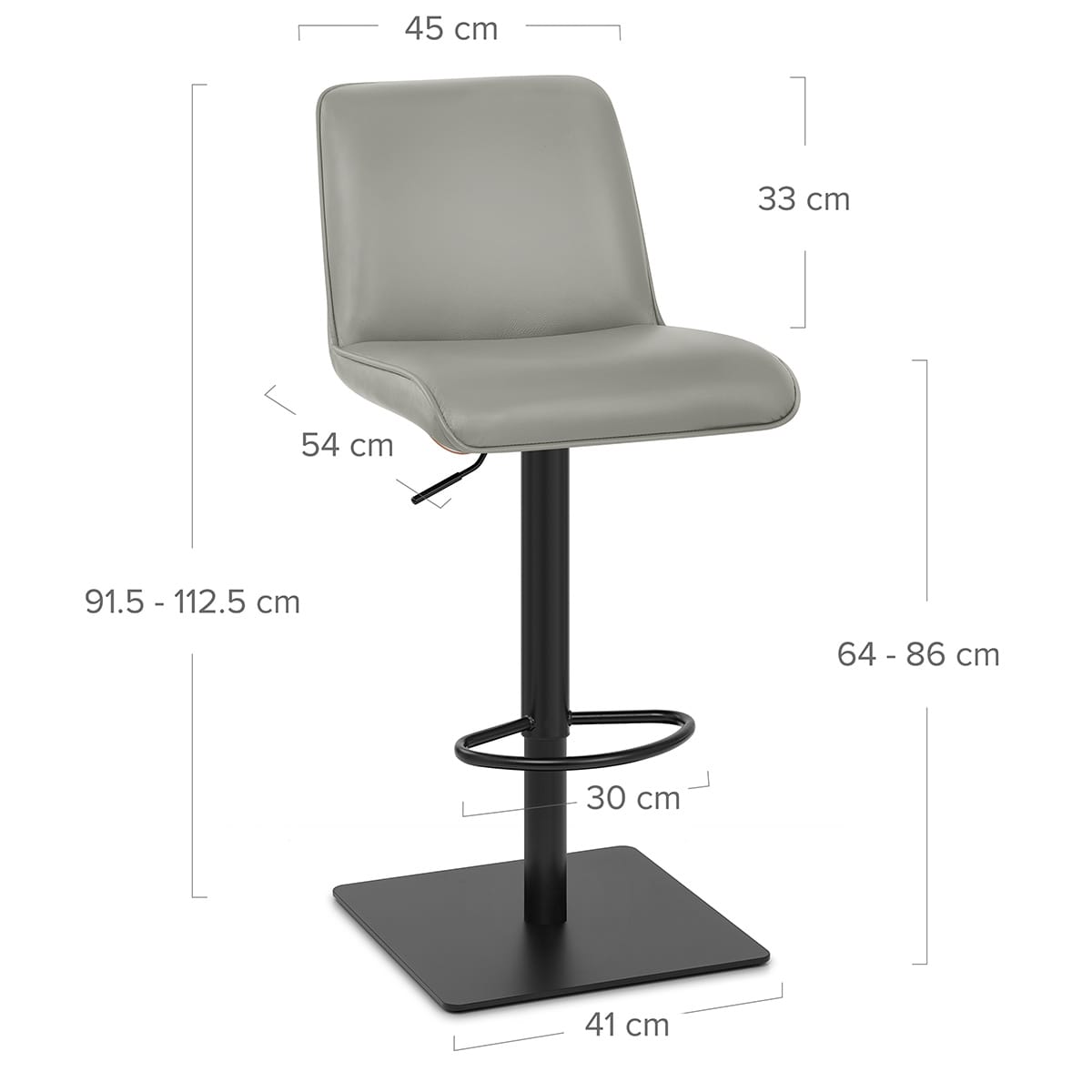 Lola Real Leather Bar Stool Grey