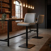 Lola Real Leather Bar Stool Grey