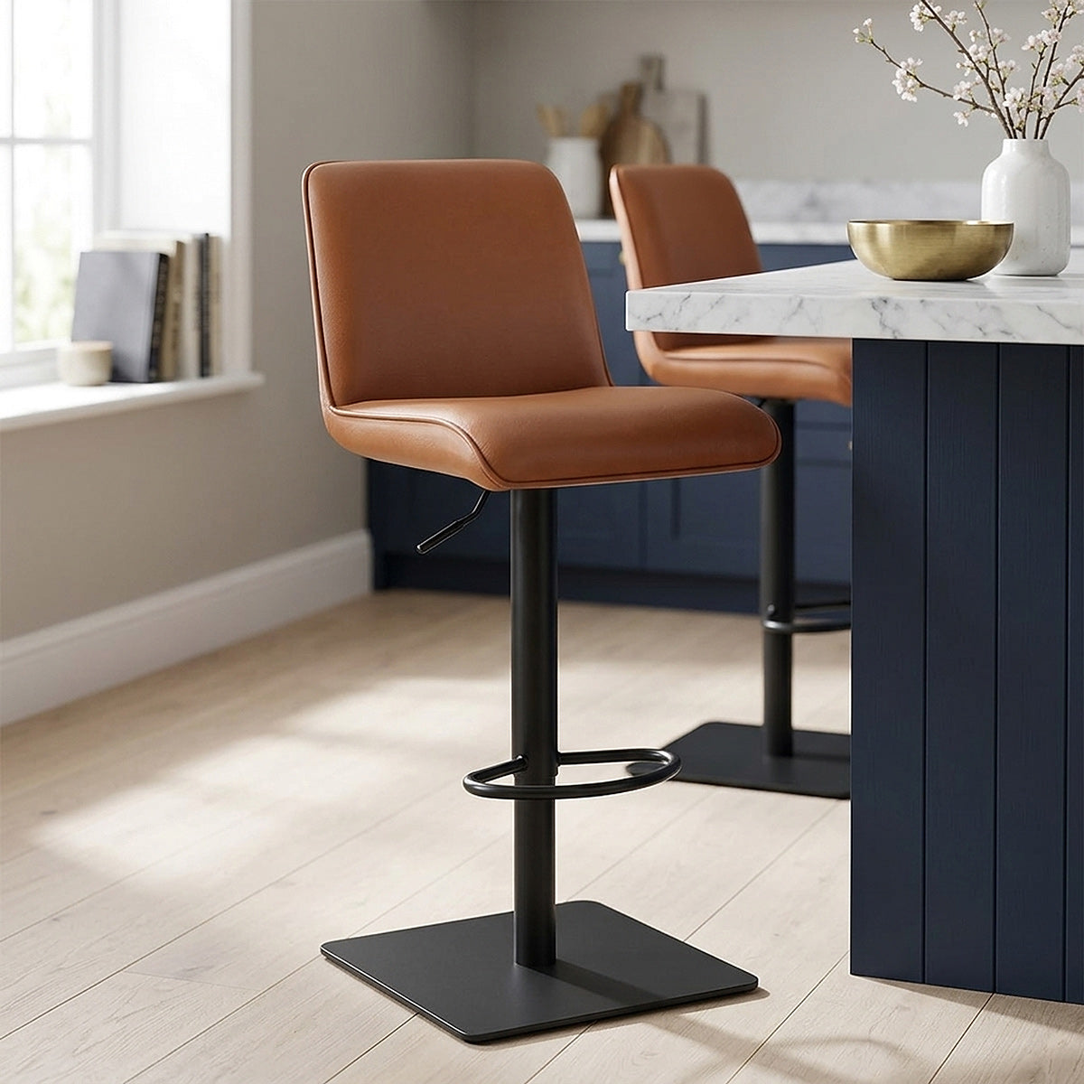 Lola Real Leather Bar Stool Tan