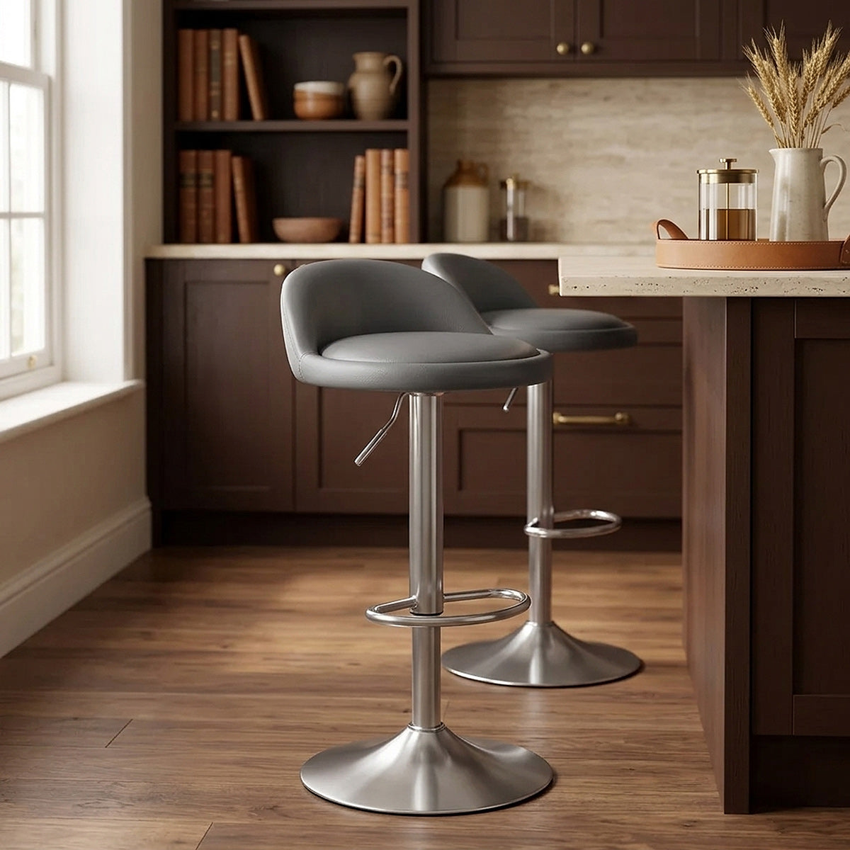 Lulu Brushed Steel Stool Grey