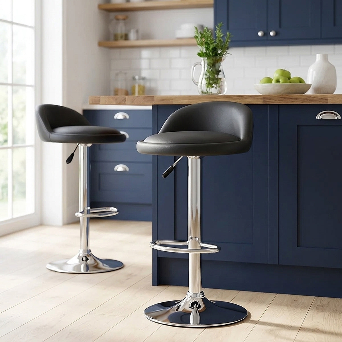 Lulu Real Leather Stool Black