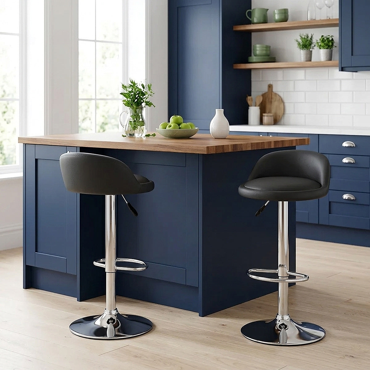 Lulu Real Leather Stool Black