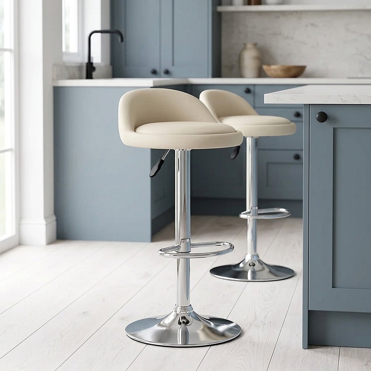 Lulu Real Leather Stool Cream
