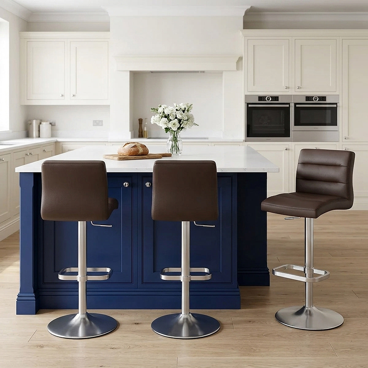Lush Brushed Steel Bar Stool Brown