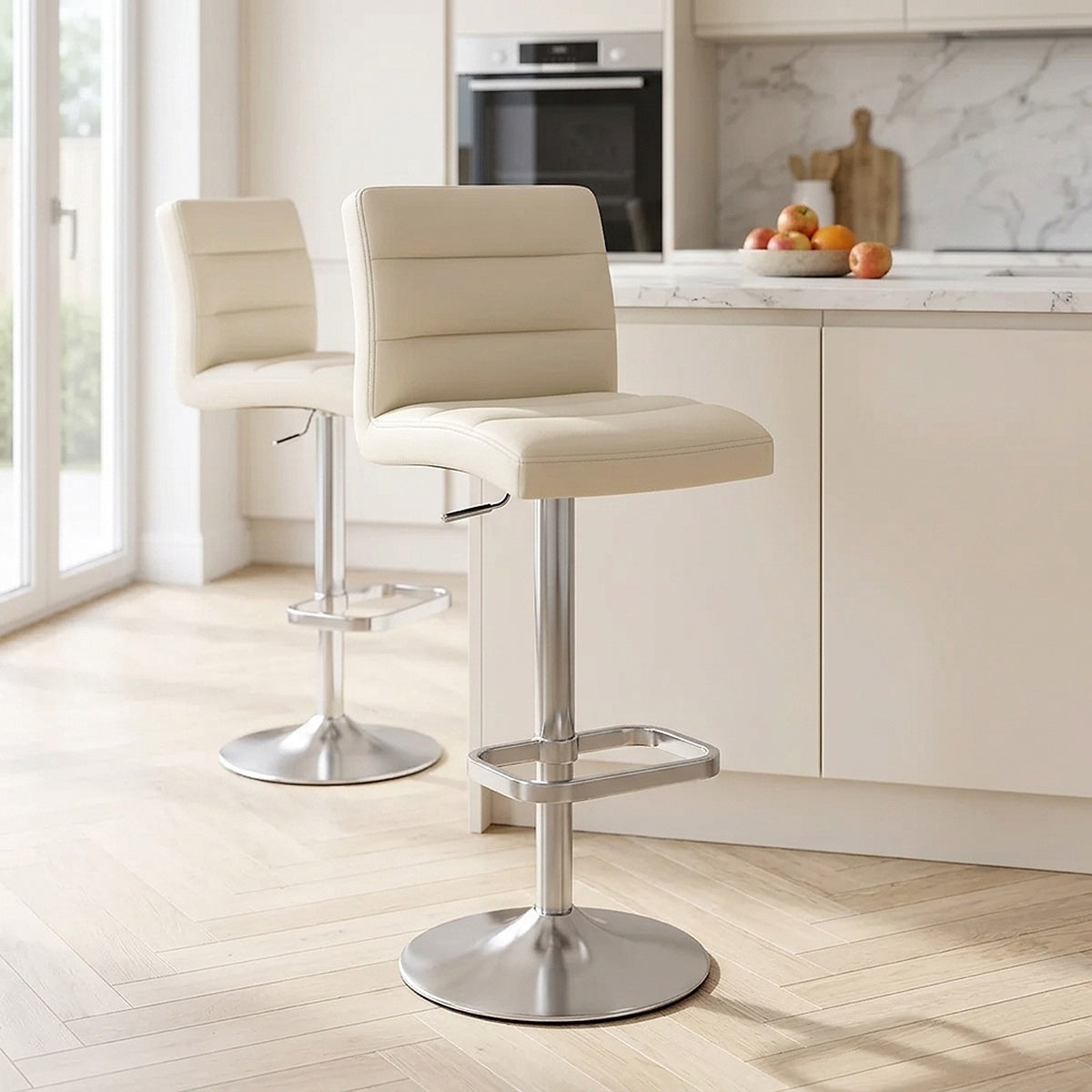 Lush Brushed Steel Bar Stool Cream