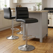 Lush Brushed Steel Bar Stool Black