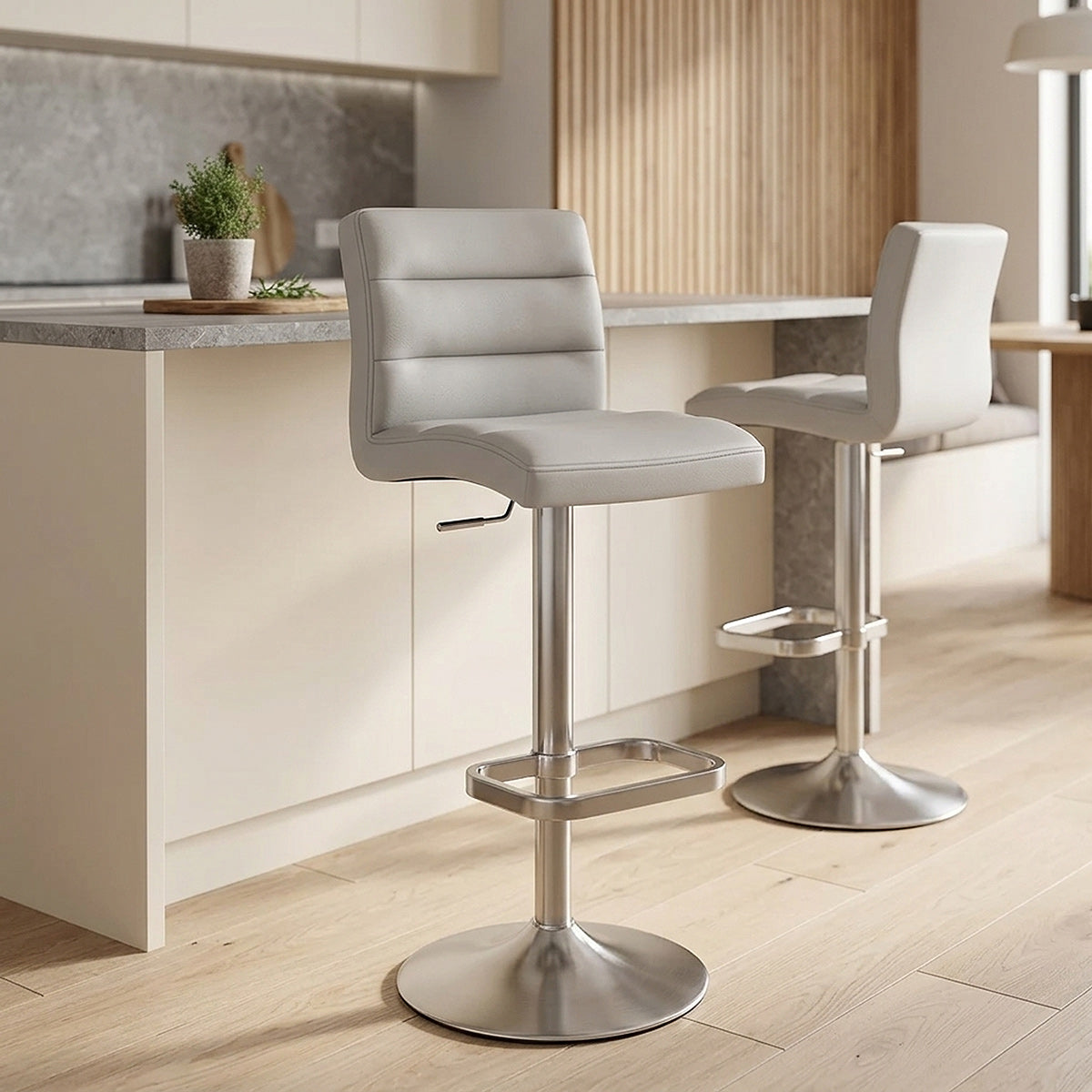 Lush Brushed Steel Bar Stool Grey