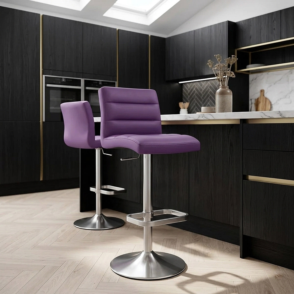 Lush Brushed Steel Bar Stool Purple