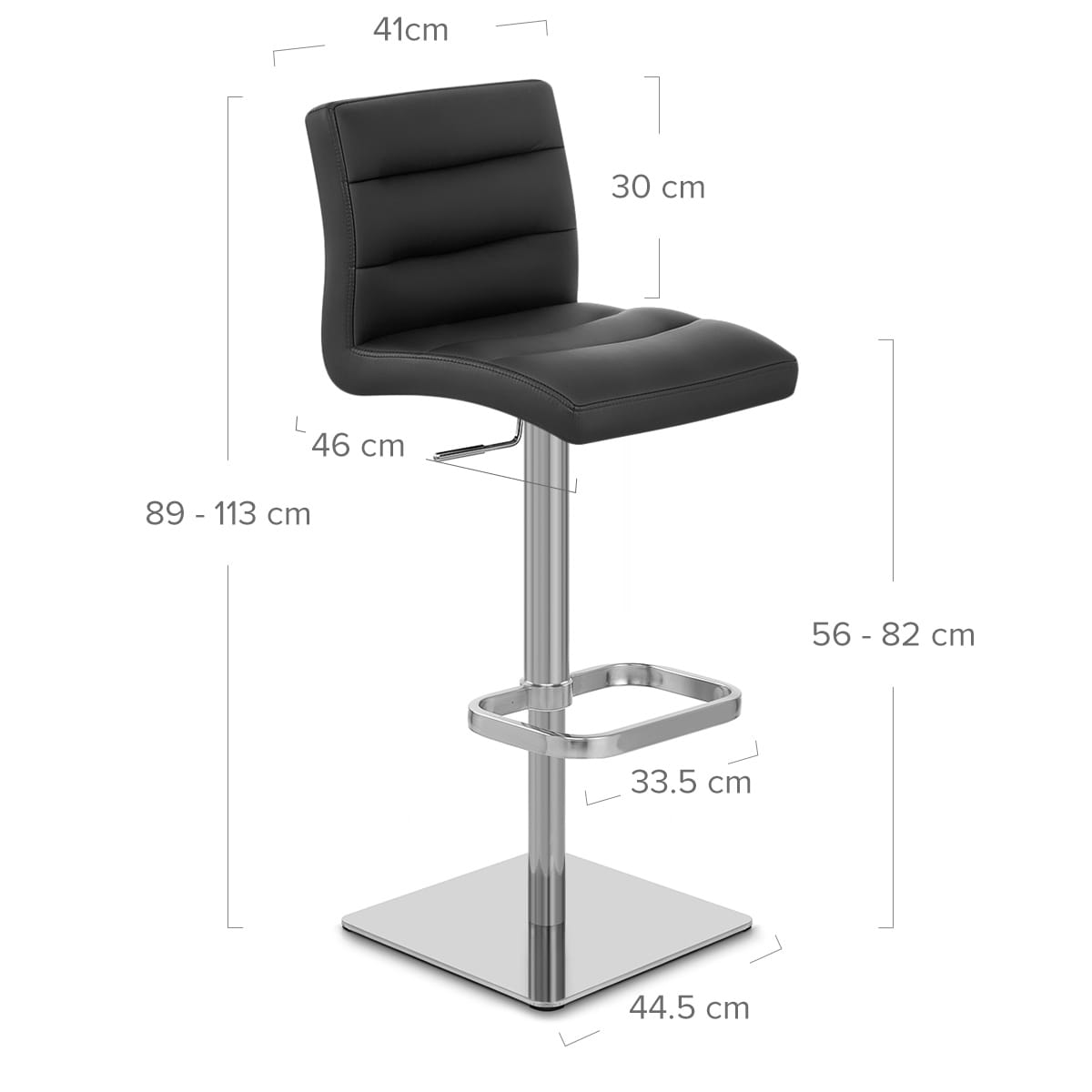 Lush Real Leather Brushed Stool Black