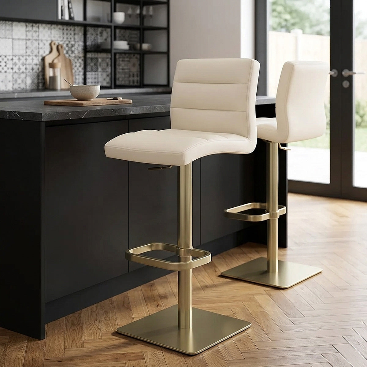 Lush Real Leather Gold Stool Cream