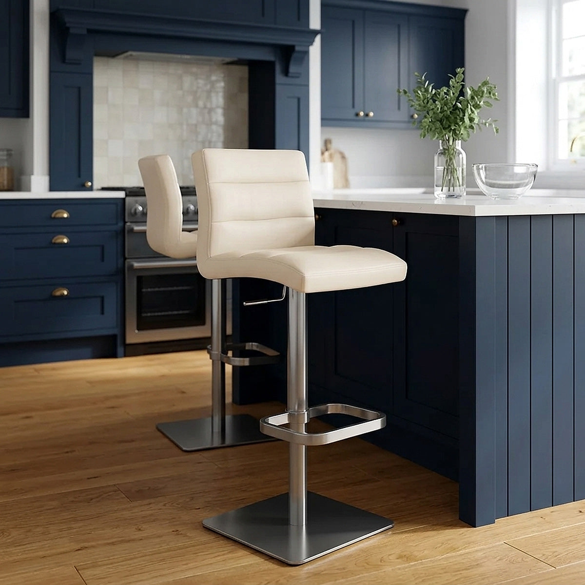 Lush Real Leather Graphite Stool Cream
