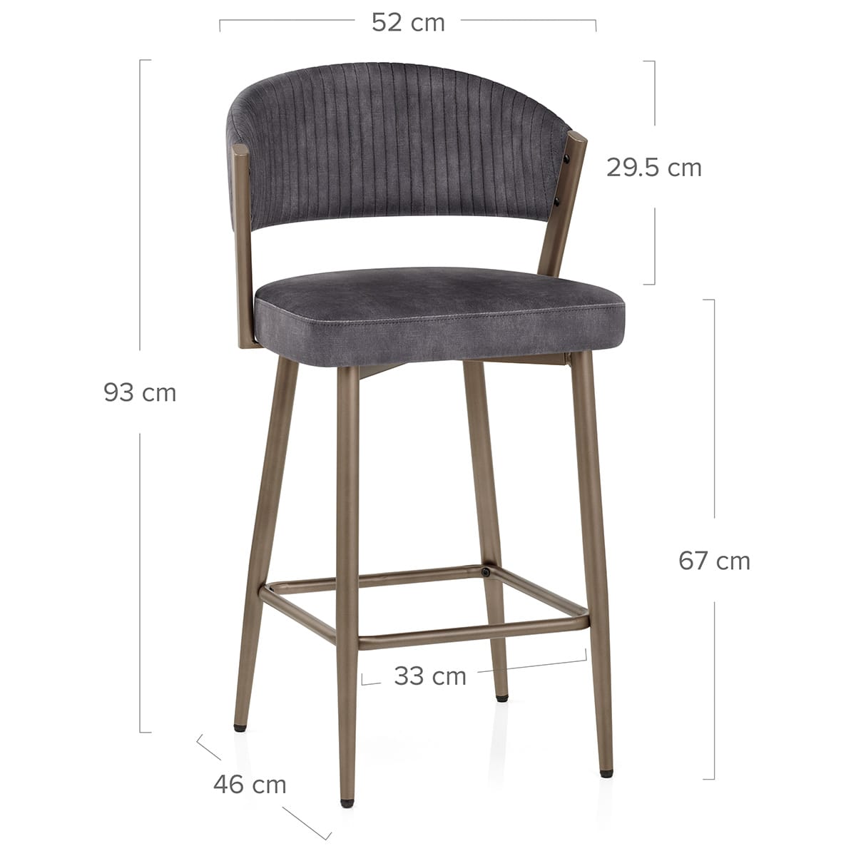 Lusso Bar Stool Charcoal Velvet