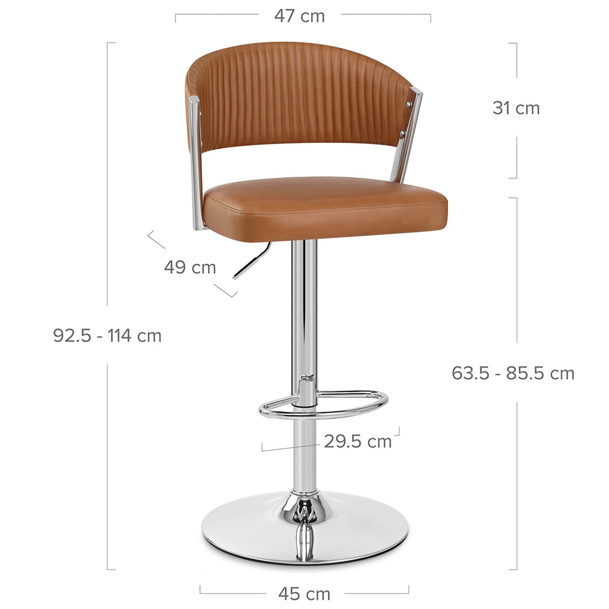 Lusso Chrome Stool Brown Real Leather