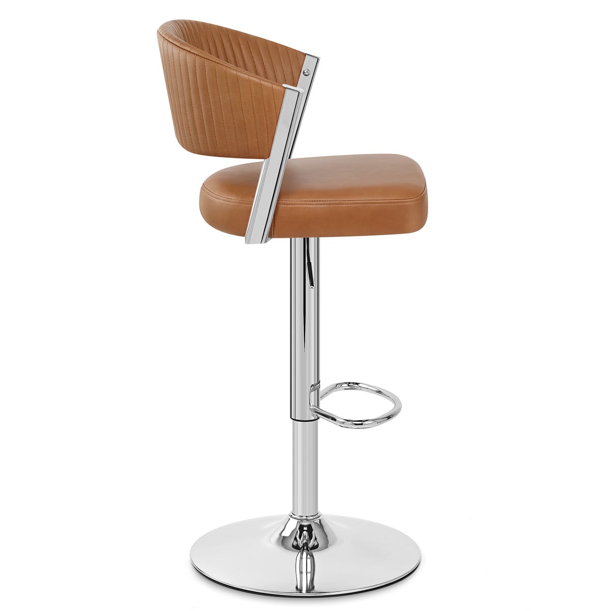 Lusso Chrome Stool Brown Real Leather