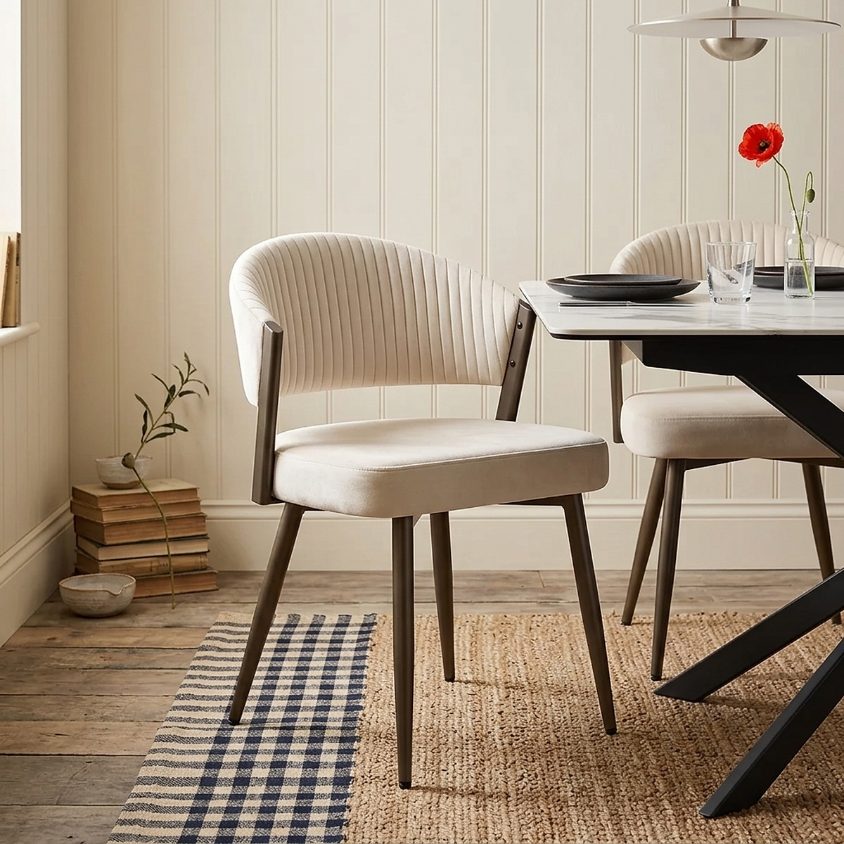 Lusso Dining Chair Cream Velvet