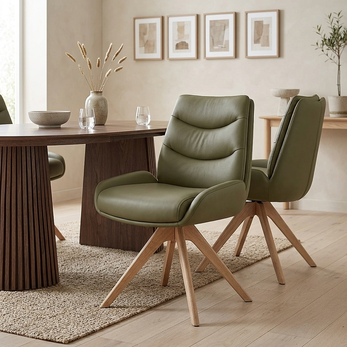 Madrid Real Leather Dining Chair Green
