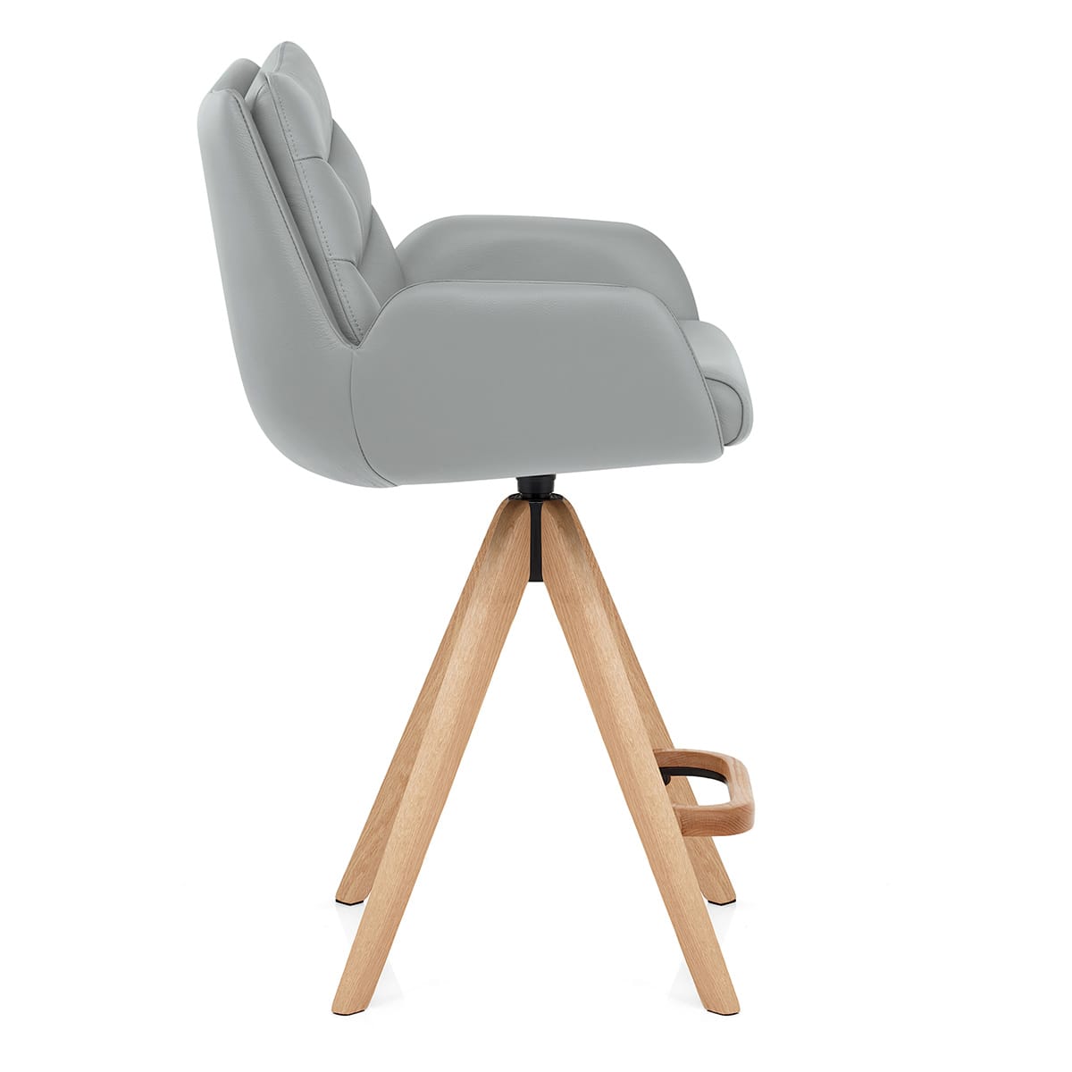 Madrid Real Leather Wooden Stool Grey