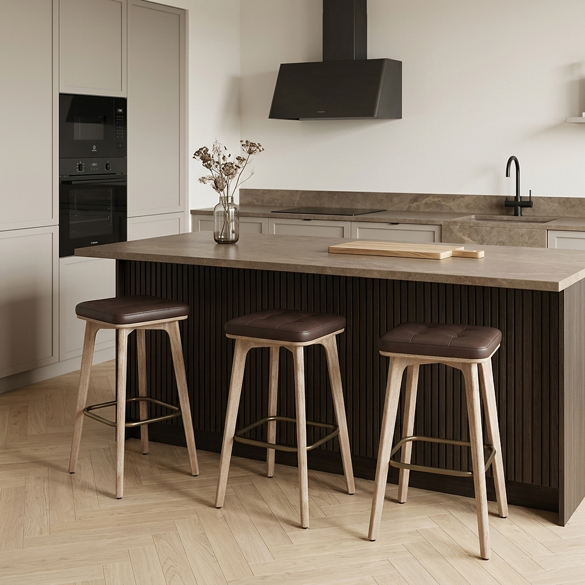 Malmo Oak & Copper Stool Brown
