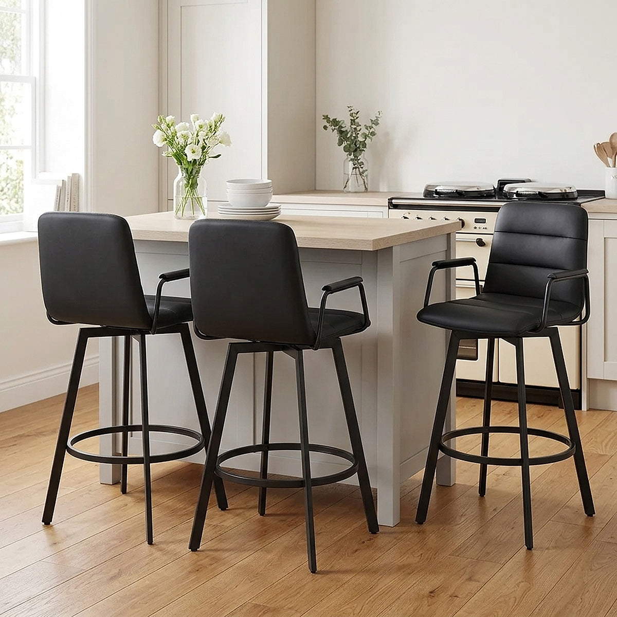 Marco Stool Black Arms & Black Leather